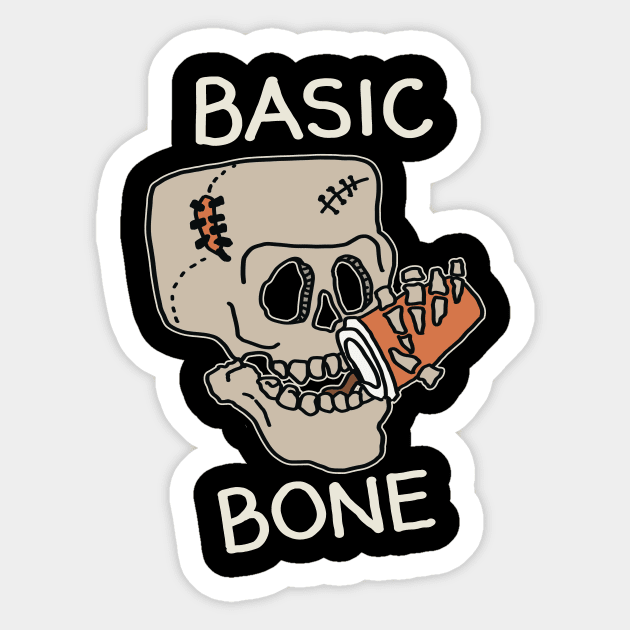 Basic Bone Simple Pleasure, Skull Skeleton Drinking Coffee, Caffeine Addicts Sticker by SilverLake